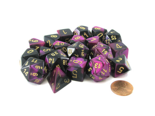 Gemini Black-Purple/gold - 20 Piece Dice Set - CHXLE840